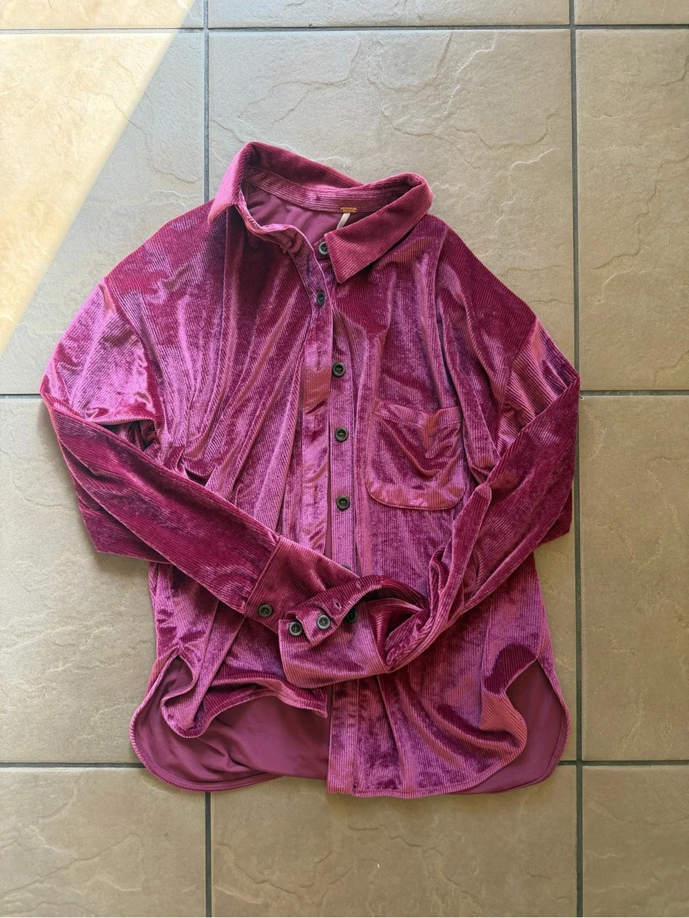 Free People Velvet Corduroy Matching Set Berry Pink Size Small